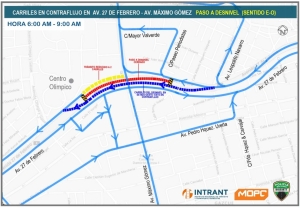 Intrant informa habilitación carril en contraflujo en paso a desnivel Av. 27 con Máximo Gómez en dirección Este-Oeste